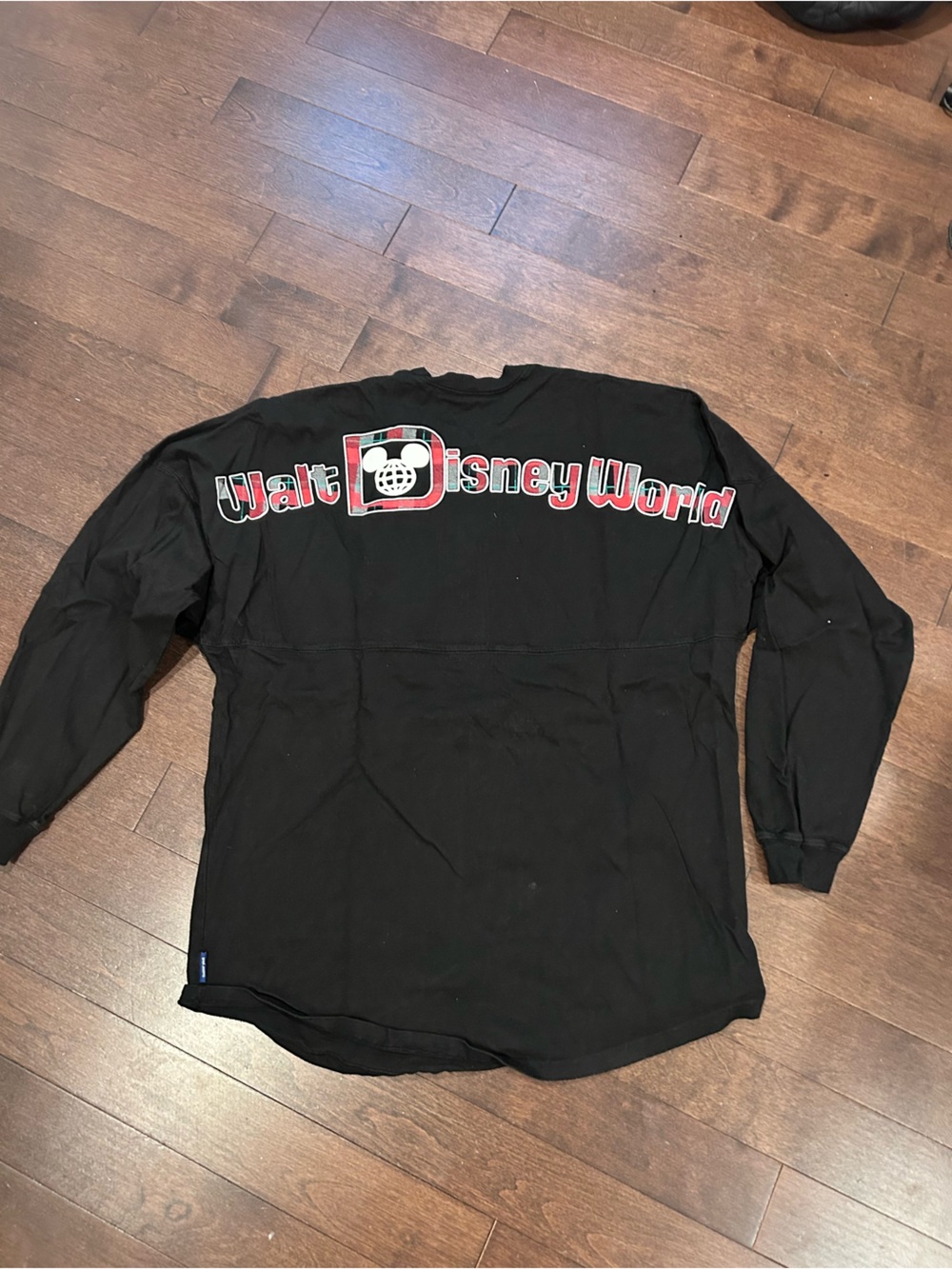 Disney Black Long Sleeve Walt Disney World Logo Tee with Red & White Accents